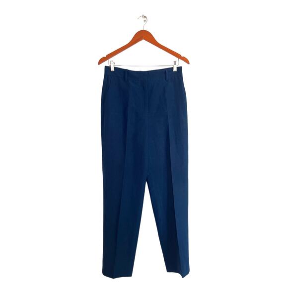 Akris Punto Pants - Akris Punto Linen Blend Straight Leg Dress Pants Trousers Size 6 Navy Minimalist